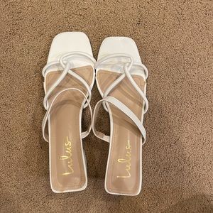 Lulu’s White Heel Slide Sandals